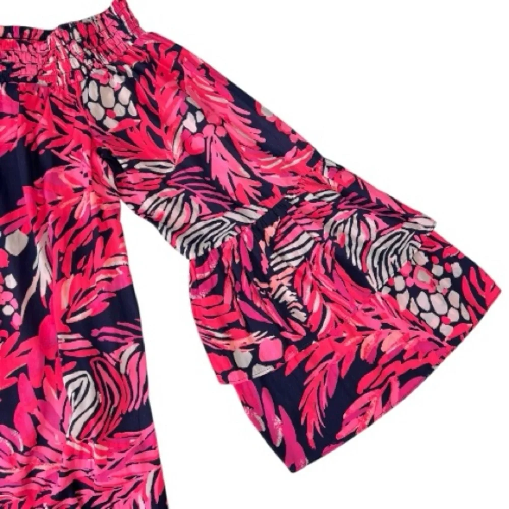 Lilly Pulitzer Tobyn Top It's A Jungle in Here Navy and Pink Size M - Picture 4 of 6